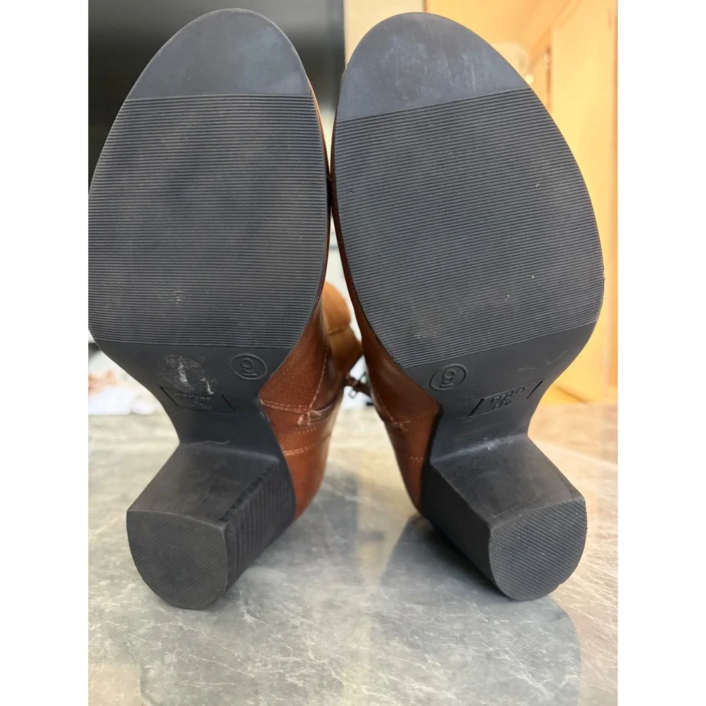 Parker & Sky | Cognac Brown Block Heel Ankle Booties | 9 || Brown|
